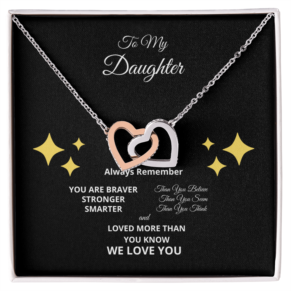 Daughter Loved More Than You Know Interlocking Hearts Necklace