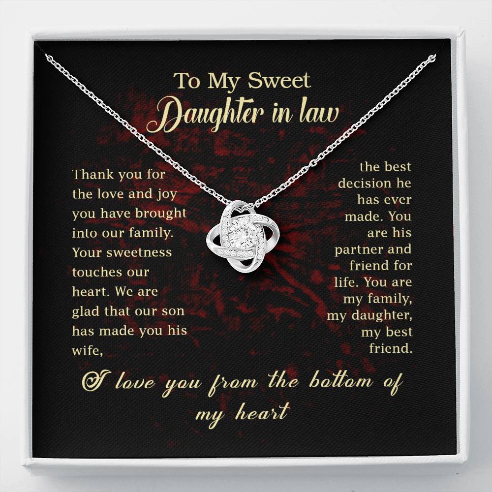 Daughter In Law Love You To The Bottom Of My Heart Love Knot Necklace