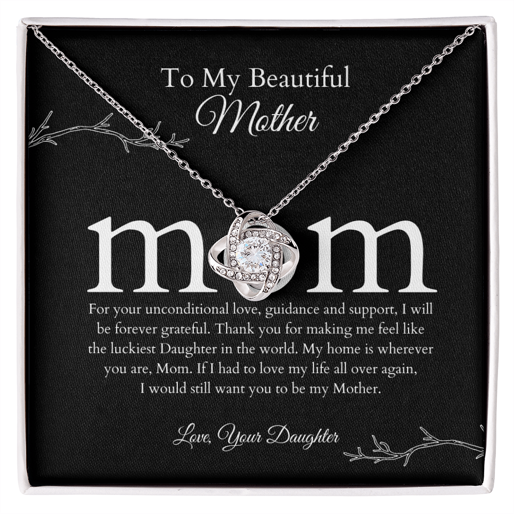 My Home Is With You Mom Love Knot Necklace